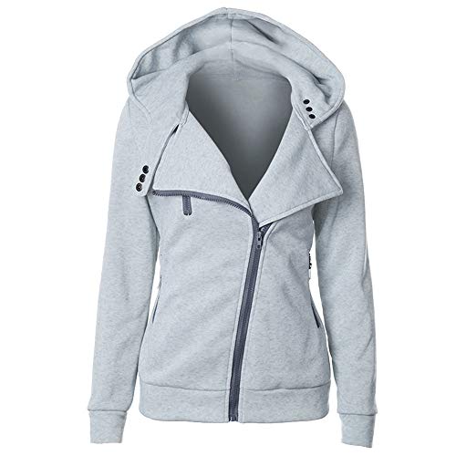 Preisvergleich Produktbild Swallowuk Hoodies Damen Casual Kapuzenpullover Sweatshirt Pullover Tops Slim Fit Langarmshirt Outerwear mit Kapuze Sweatjacke Sports Mantel (XXL, Hellgrau)
