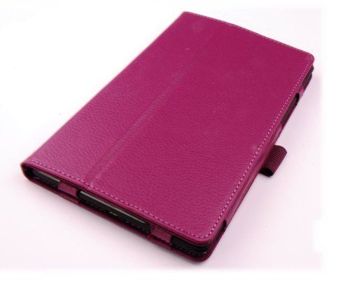 gada – Asus Google Nexus 7 II (2013) – Elegante Leder-Imitat tasche Wallet mit Ständerfunktion Etui Case Cover – lila - 2
