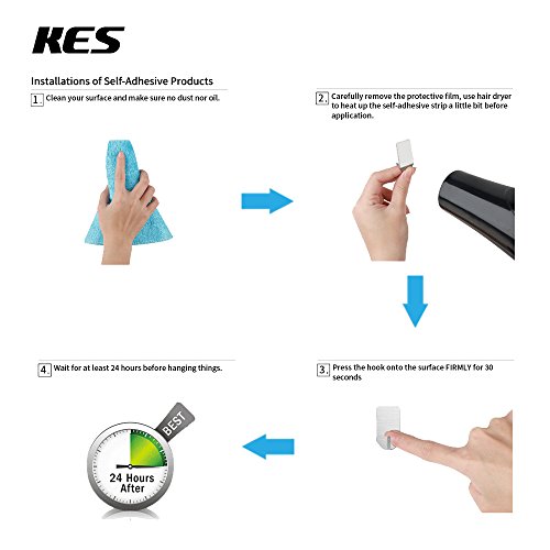 KES Selbstklebende Schlüssel Haken Hakenleiste/Schiene, SUS304 Edelstahl Gebürstet 4-Haken, A7063H4 - 6