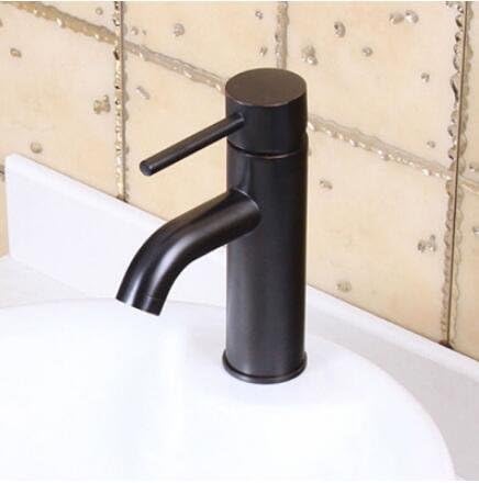 CZOOR Bathroom Sink Mixer Tap Hot And Cold Basin Faucets Brass Chrome Bathroom Sink Faucet Single Handle Hole Deck Mount Toilet Bath Vanity Mixer Water Tap, Black