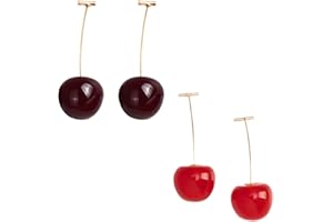 SCJJZ Kolczyki dla dziewcząt, kolczyki dla kobiet, słodka wiśnia długie kolczyki (2 pary), 1cm