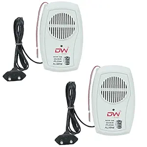 Digway Water over Flow Tank Alarm with Voice Sound (White, Small) - Pack of 2