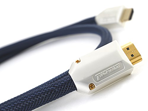 Ricable Supreme F1 - 1 Meter - Kabel HDMI 2.0 High Speed 3D bescheinigt mit Ethernet entworfen für den Durchlauf in Kanäle und Wellblech mit abnehmbaren Verbinder und Bandweite 29 Gbps. Hi-End Qualität für den AV HD Anschluss mit 24 AWG OCC einkristallin Kupferleiter und vergoldeten abgeschirmten Verbinder. Italienisches Design und Lebenszeitgarantie on-Site