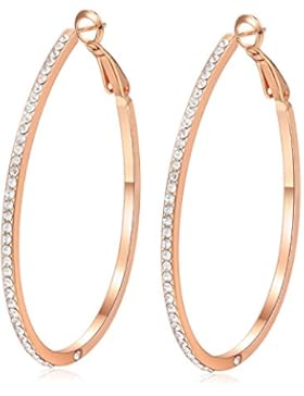 EVERU Große Lange Ohrringe Gold Creolen Rosegold Plated für Frauen Damen