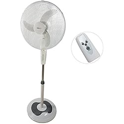DynaSun Ventilateur sur Pied Télécommande 50W Oscillant RD40BC Blanc LCD LED 50W Pro Design 3 Vitesses Design Ventilateur