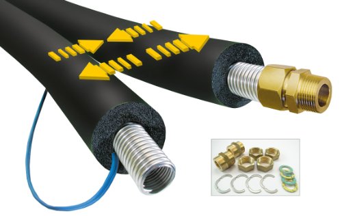 Preisvergleich Produktbild 25 Meter TwinFlexx Solarrohr DN20, 20mm EPDM 150 Isolierung, Solarleitung, Edelstahl-Wellrohr