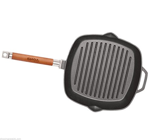 Gusseisen Grillpfanne mit Druckdeckel Bratpfanne mit abnehmbaren Griff 24x 24cm - 3