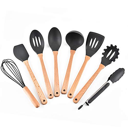 ARTSTORE - Juego de utensilios de cocina (7 piezas, antiadherente, resistente al calor), color verde gris