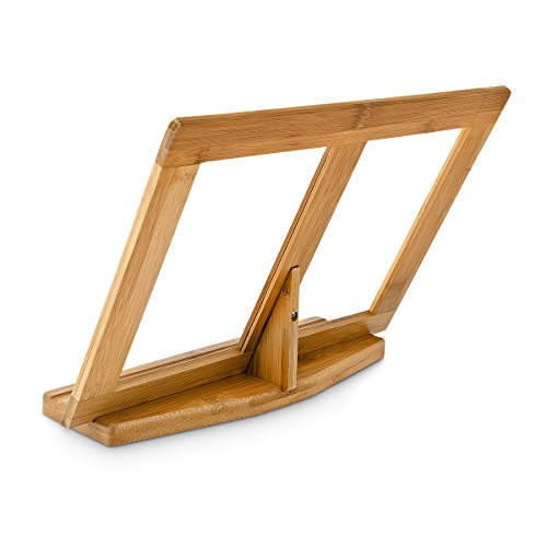 Relaxdays Buchstütze Bambus H x B x T: ca. 23,5 x 32 x 12 cm Buchständer für Koch- und Backbücher Buchhalter als Leseständer und Notenständer Kochbuchhalter für dicke Bücher Rezepthalter Holz, natur - 5