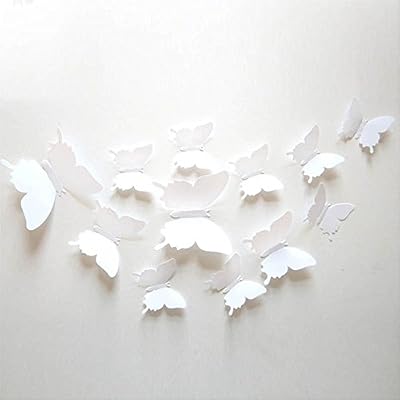 EXIU 12pcs 3D papillon autocollants de mur Papillons DIY Art Chambre ornement papier