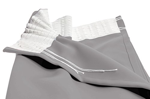 H.Versailtex Solid Thermal Insulated Blackout Pencil Pleat Anti - Mite Curtains for Bedroom with Two Free Tiebacks - Grey, Energy Saving & Noise Reducting, 46