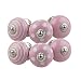 Produktbild Möbelknopf Möbelknauf Möbelgriff 6er Set 065GN Punkte Kreise Weiß Rosa Pink - Jay Knopf Keramik Porzellan handbemalte Vintage Möbelknöpfe für Schrank, Schublade, Kommode, Tür