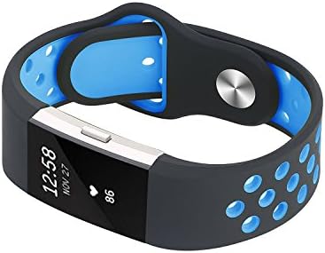Sports Bracelet, Electric Accessory Fitness Activity Tracker Accessory Replacement Silicone Watchband Watch Band Strap for Fitbit Charge 2 (Blue)