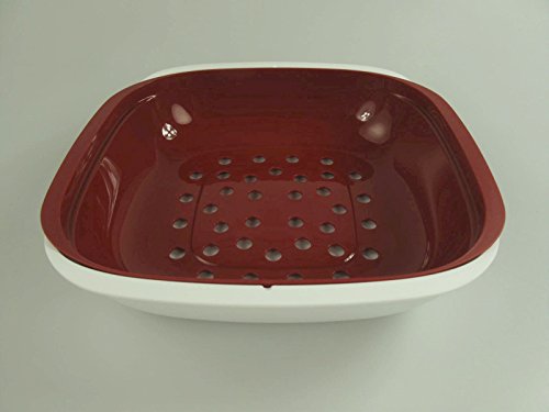 TUPPERWARE Allegra Servierschale 1,33 L rot weiß mit Sieb Auffangschale - 2