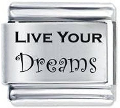 JSC JewelleryLive Your Dreams Etched Italian Charm for Bracelet, Compatible with all 9mm Italian Style Charm Bracelets