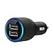 Produktbild Dual Port USB KFZ-Ladegerät – mit High Speed 2.1 A/10.5 W Schnelle Aufladung Technik – Smart blau LED-Anzeige – Integrierter Intelligente Sicherheit System und effiziente Power Saving Circuit Design (schwarz) – von tech-r-us