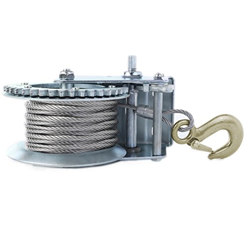 INXX 30075 Seilwinde Handseilwinde mit Stahlseil 450kg Bergungswinde 10 Meter - 5