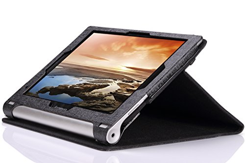 MoKo Lenovo Yoga 10 HD+/Yoga 10 Hülle Case – PU Leder Tasche Ständer Schutzhülle Ledertasche Etui Smart Cover mit Stylus-Halterung für Yoga 10 HD+ 10 Zoll HD Android 4.3 Jelly Bean Tablet,Schwarz - 4