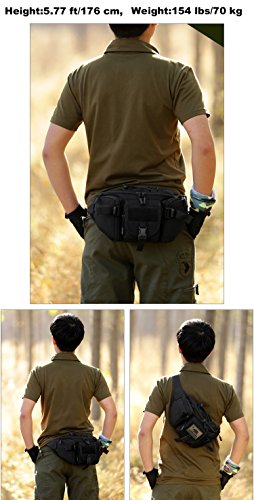 DCCN Tactical Hüfttasche Bauchtasche Militär Gürteltasche mit 5 Fächer inkl. Reißverschluss für Outdoor Sport Trekking Wandern Running - 7