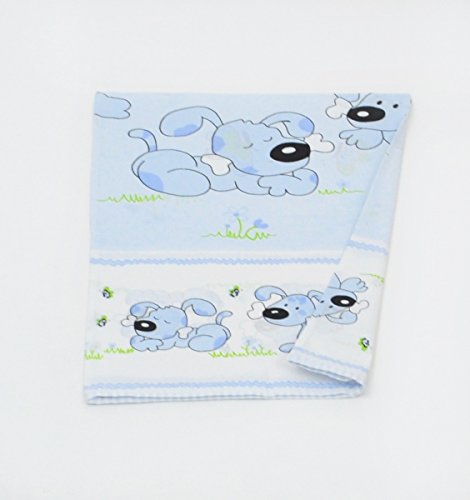 Pram, cot, crib DUVET COVER approx. 70x50cm, nursery bedding, toddler, baby (pattern: a dog with a bone_powder blue)