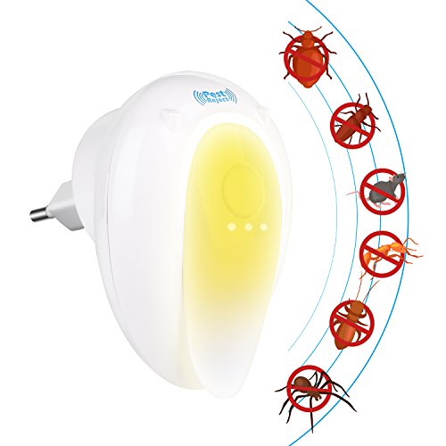 HOVNEE Repelente Mosquitos,Repelente Ultrasónico,Repelente Insectos.Control de Plagas para Interiores para Cucarachas, Roedores, Moscas, Hormigas, Arañas, Pulgas, Ratones (una pieza)