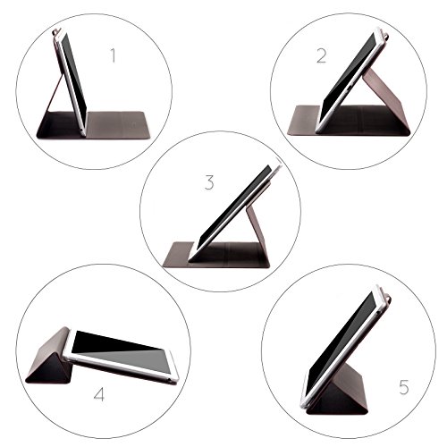 Apple iPad Air 2 Case | 360° Standfunktion | Carbon Optik silber | iCues Manzano Tasche | weitere Leder-Imitat – und Farbvarianten verfügbar | Schutz-Hülle mit Geschenk-Box - 4