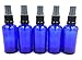 Pack of 5 x 50ml Blue Glass York Bottle with BLACK Atomiser/Sprayer Cap. Suitable for Aromatherapy, Art, Crafts, First Aid, Travel Size Spray, Insect Repellent Spray, Facial spritzer etc