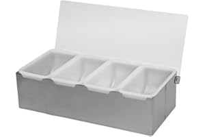 COCKTAIL7 Scatola per condimenti in metallo a 4 scomparti, vassoio per frutta, per organizzazione della conservazione degli alimenti, bar, ristorante, attrezzatura accessoria