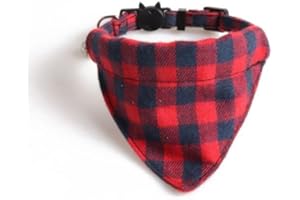 Bandana Cat Collars and Bell | Safe Quick Release Breakaway Buckle | Zacal Cat Collars (Red & Navy Chequered Bandana)