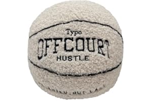 Herfair 3D Offcourt Miękka Poduszka do Koszykówki, 25 cm, Pluszowa Piłka, Dekoracja Pokoju, Prezent dla Chłopców i Dziewczynek (Biała)