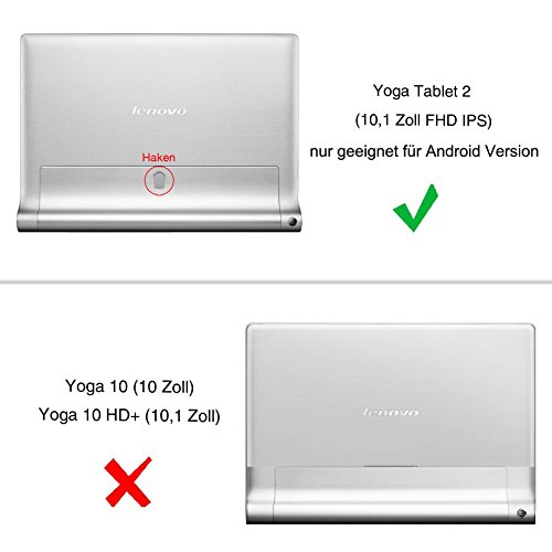 Fintie Lenovo Yoga Tablet 2 (10,1 Zoll FHD IPS) Hülle Case Cover Tasche Etui – Folio Kunstleder Schutzhülle mit Auto Sleep / Wake (geeignet für Lenovo Yoga Tablet 2-10 25,7 cm Tablet (Android und Windows Version), Schwarz - 2