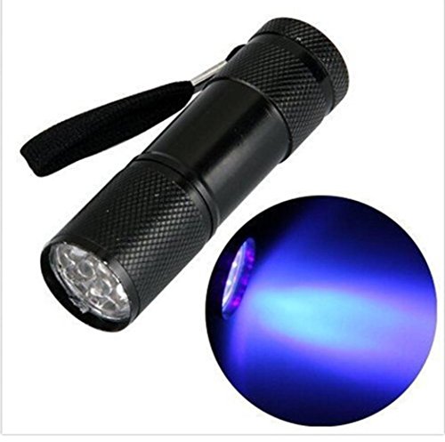Xmansky 9ultra bright LEDs Mini Aluminium UV ULTRA VIOLETT 9 LED TASCHENLAMPE SCHWARZ LICHT Fackel Licht Lampe - 5