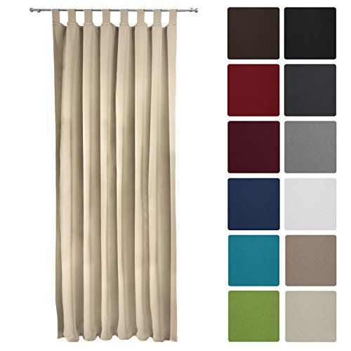 Preisvergleich Produktbild Beautissu Blackout-Vorhang Amelie mit Schlaufen - 140x245 Creme (Beige) - Verdunklungsgardine Schlaufenschal Blickdicht
