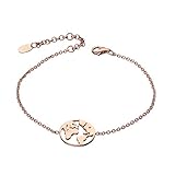 URBANHELDEN - Armband Weltkarte mit rundem Anhänger - Weltkugel Armband - Hochwertige Edelstahl Armkette - Damenarmband Schmuck - Worldmap - Rosegold