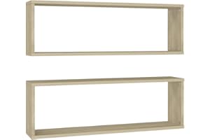 vidaXL 2X Estantes Cubos Pared Estantería Colgante CD Libros Coleccionables Fotos Adornos Decoración Librerías Contrachapada Roble 80x15x26,5cm