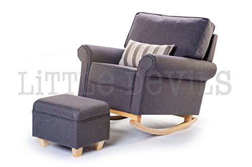 Award Winning Hush Hush Rocking/Nursing/Glider Chair (in Grey) - Converts into Stunning Armchair Too! The Ideal Gliding Chair for Maternity or Just Relaxing in the Conservatory