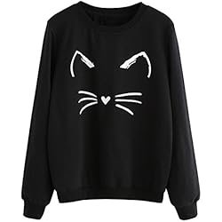 Minetom Mujer Gato de Manga Larga Sudadera con Capucha Blusa Tops Jersey A Negro 1 ES 40