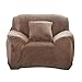 Produktbild FamyFirst Sofa Cover All Inclusive Stretch Schonbezug Möbel Displayschutzfolie mit elastisch unten hautfreundlich Polyester Faser Stoff Plüsch Bettüberwurf, Camel Color, 1 Seater: 35.43"-55.12"