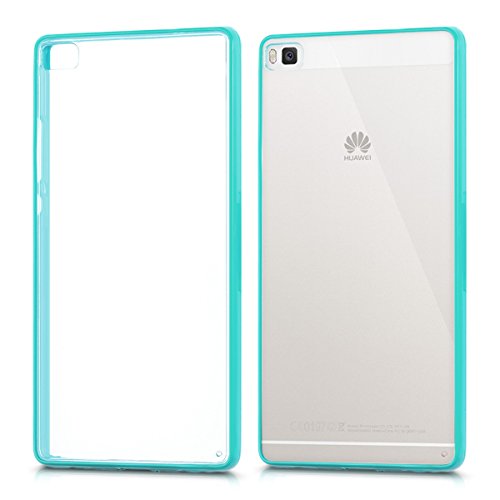 kwmobile Funda chic y sencilla para el Huawei P8 con superficie posterior transparente y marco en azul claro transparente
