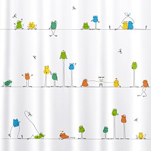 Tatkraft Funny Frogs Duschvorhang 180X180cm Peva Wasserdicht Schimmelfrei mit 12 Duschringen - 2
