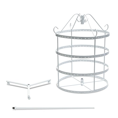 VENKON – Design Schmuckständer Drehbarer Schmuck Organizer Ohrringhalter Kettenhalter – weiß – 35 x 23 cm - 5