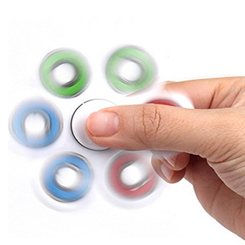 Hand Spinner Stress Relief Toy, Tri-Spinner Fidget Toy 3D Printing Ceramic Bearing EDC Focus Toy for Killing Time (Multicolor White)