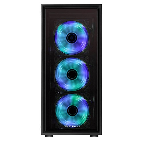 Mars Gaming MC7 - Caja de Ordenador Gaming  semitorre  ATX  Incluye 3 Ventiladores Frontales RGB 120mm  VGA hasta 341mm  Cristal Templado  Apta para Refrigeraci  n L  quida   Negro