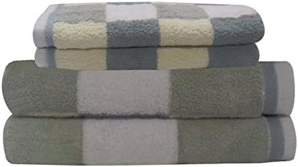 Livingston Home Luxurious 4-Piece / 2 Bath 2 Hand Towel Set Sage Block