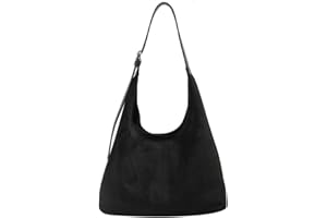 HiTotes Suede Tote Bag - Brown Suede Hobo Shoulder Bag for Women - Fall Slouchy Large Work Tote Handbag