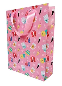 Ecoway Birthday Pink Gift Paper Bags,Gift Bags for Gifting Birthday,Baby Shower,Holiday Present(23x30x8) (Pack of 10)