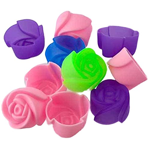 10X Silikon Rose Muffin Cookie Cup Kuchen Backen Form Schokolade Jelly Mould Maker
