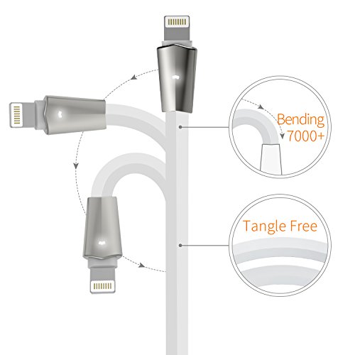 Lightning-Kabel, Aimus 6FT/1.8M PET verwicklungssicheres Kabel aus Zinklegierung 8 poliges Lightning-auf-USB-Kabel mit LED Licht Datensynchronisation & Schnellladekabel für iPhone 6/6 s/6 Plus/6 s Plus, iPhone 5/5 s/5 C/SE, iPad Mini 2 3 4 Air iPod und mehrere andere Geräte - 6