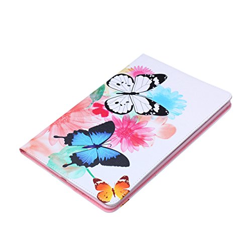 iPad Air 2 Hülle, Deenor Bunt Painting und Stilvoll Brieftasche Tasche PU Leder Flip Protective Stand Tasche Schutzhülle Hülle für Apple iPad Air 2 iPad 6 Generation.[Three Butterflies] - 4