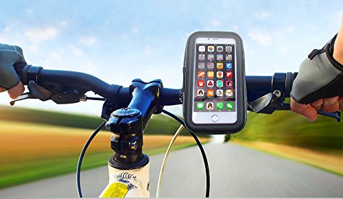 Color Dreams Soporte móvil bicicleta o motocicleta con funda impermeable para teléfonos móviles hasta 5,5" de pantalla , PVC alta durabilidad, compatible con todos los manillares y para teléfonos móviles iPhone SE, 6S, 6S Plus, 6, 5S, 5, 5C, 4S, Samsung Galaxy S7, S6 Edge, S6, S5, S4, S3, Note 4, 3, 2, HTC One X, V, S M9, M8, LG, Sony, Nexus 5, 6, 7, 8, 9, 10, Motorol, Blackberry, GPS y cualquier otro teléfono móvil que tenga hasta 5.5" de pantalla. Negro